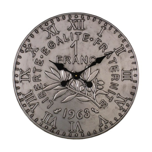 Стенен часовник в сребристо, ø 60 cm - Antic Line