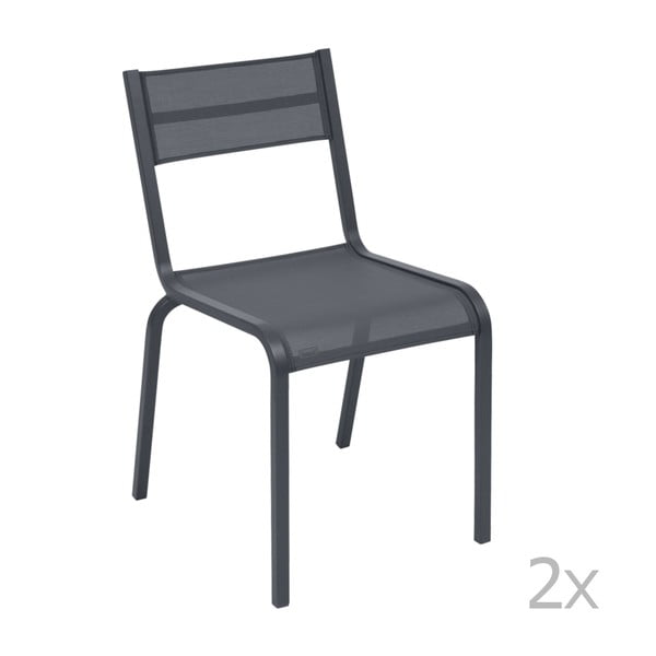 Комплект от 2 антрацитно сиви метални градински стола Oléron - Fermob