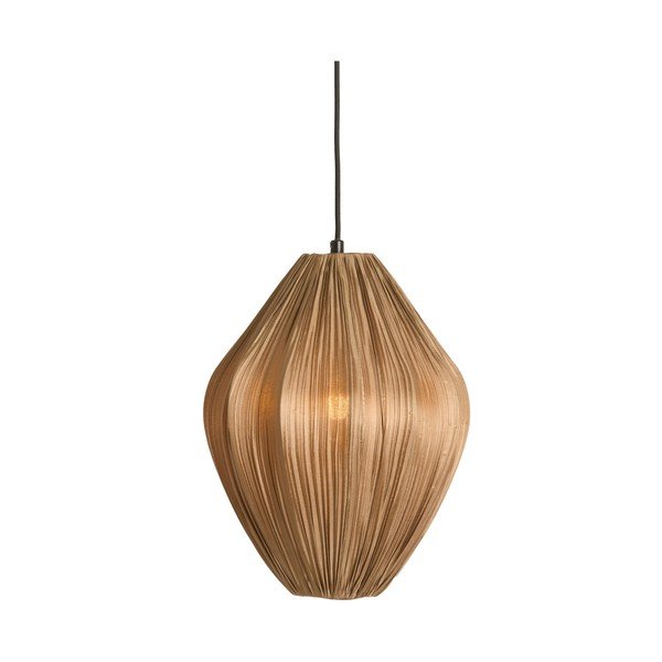 Кафяво висящо осветително тяло с текстилен абажур ø 12 cm Verita – Light & Living-image-1