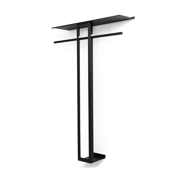 Черна стоманена стенна закачалка с рафт 100 cm Luno Large – Spinder Design