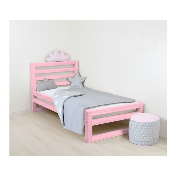 Детско розово дървено единично легло DeLuxe, 160 x 80 cm - Benlemi