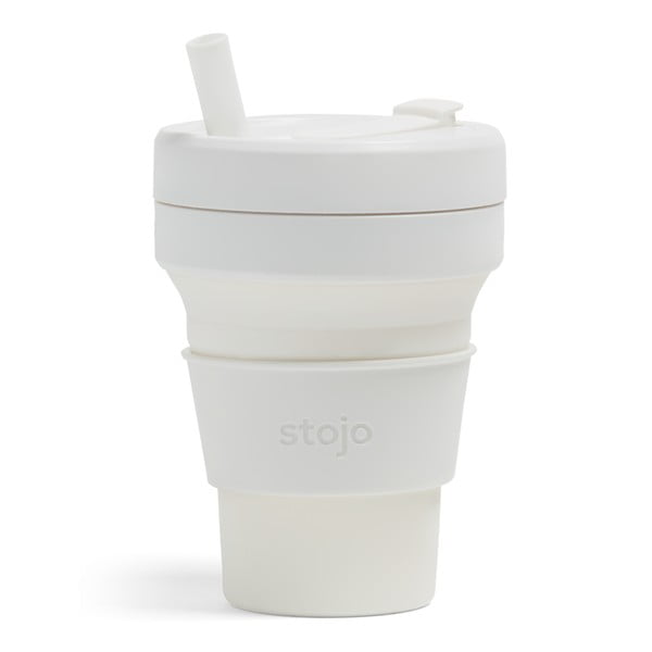 Бяла сгъваема чаша за пътуване Quartz, 470 ml Biggie - Stojo