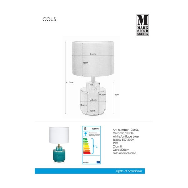 Синя и бяла настолна лампа Cous - Markslöjd-image-4