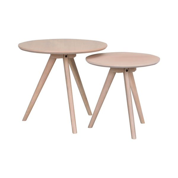 Кръгли странични масички в комплект 2 бр. от масивен дъб ø 50 cm Yumi – Rowico-image-2