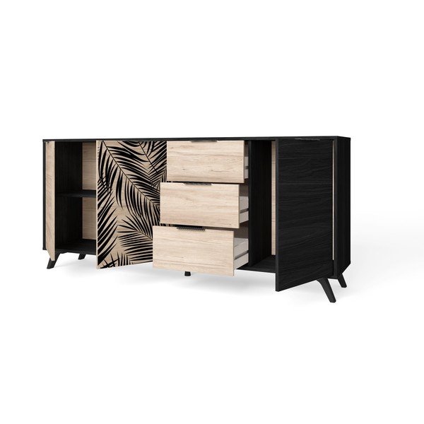 Черен нисък скрин от дъб 181x81 cm Palmera - Marckeric-image-3