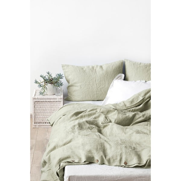 Светлозелена ленена калъфка за възглавница , 70 x 90 cm - Linen Tales-image-1