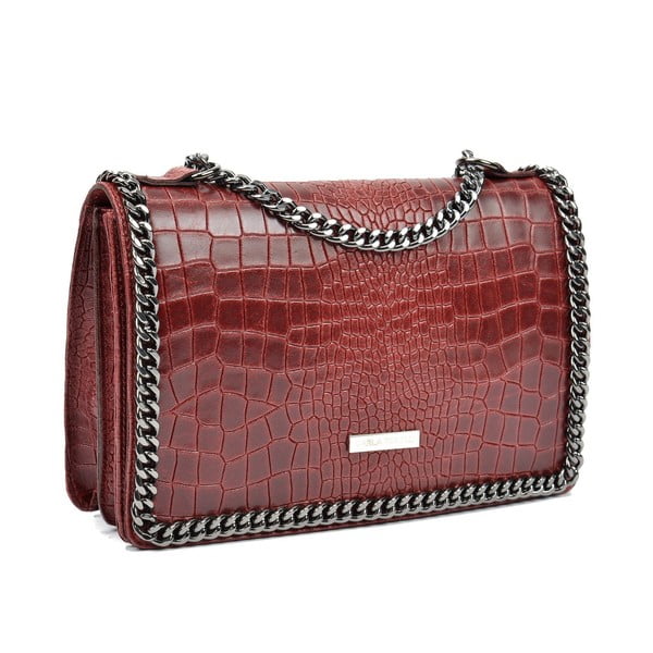 Червена кожена чанта с верига - Carla Ferreri-image-2