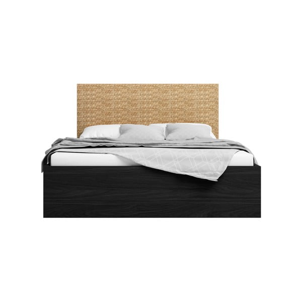 Черно двойно легло с място за съхранение и решетка 160x200 cm Hanoi - Marckeric