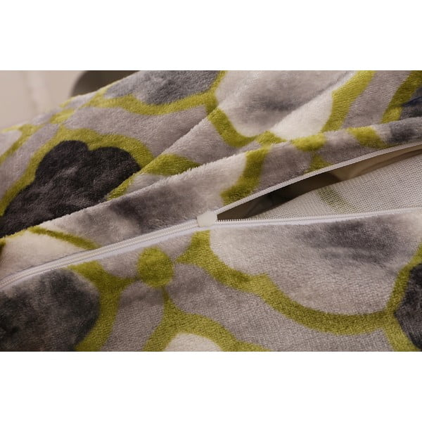 Зелено-сиво единично спално бельо от микроплюш 140x200 cm - My House-image-3