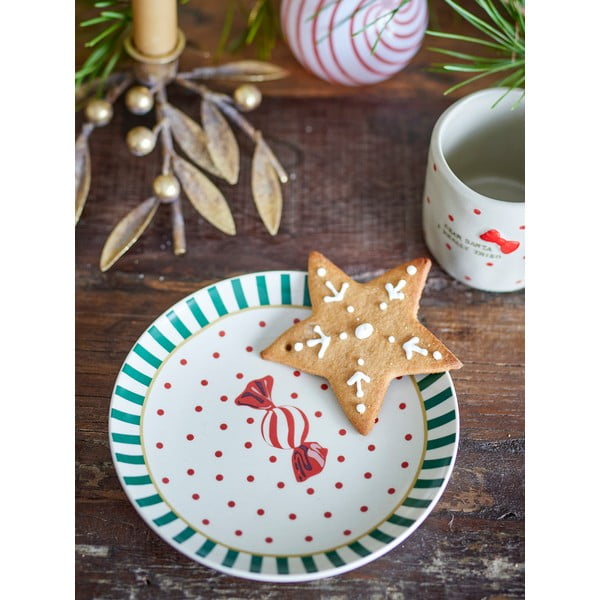 Бяла десертна глинена чиния с коледен мотив ø 16 cm Yule – Bloomingville-image-1