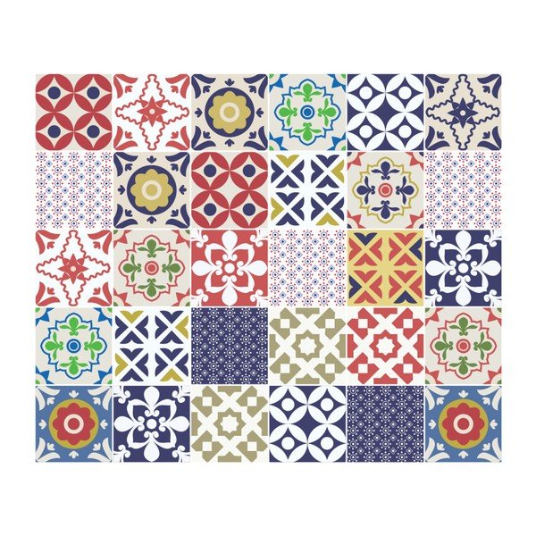Комплект от 30 стикера за стена Стикери за стена Циментови плочки Azulejos Vinito, 15 x 15 cm - Ambiance-image-2