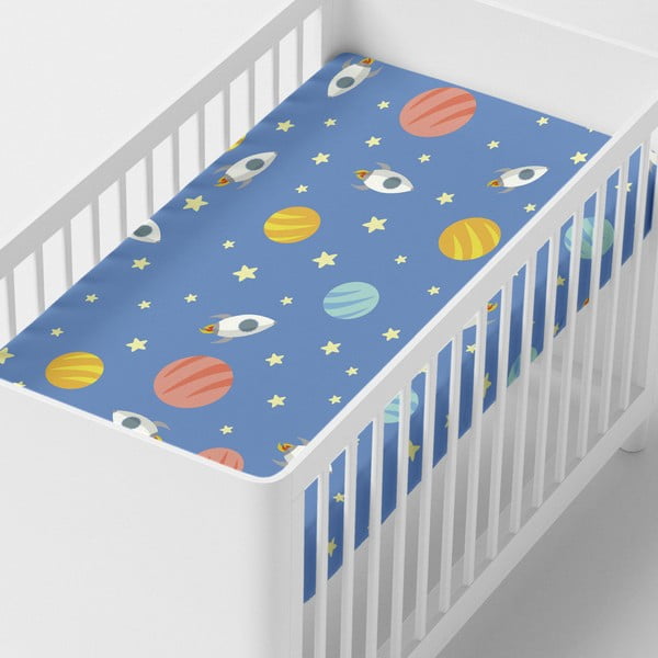 Бебешки памучен чаршаф , 120 x 60 cm Astronaut - Happynois-image-1