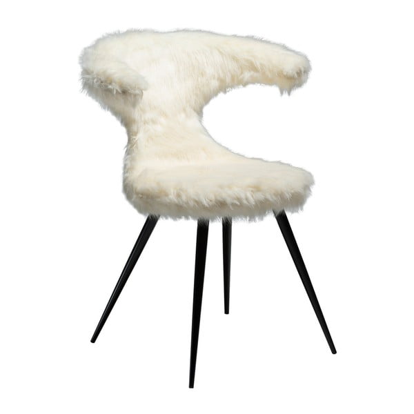 Bílá židle se sedákem z imitace ovčí kožešiny DAN-FORM Denmark Flair