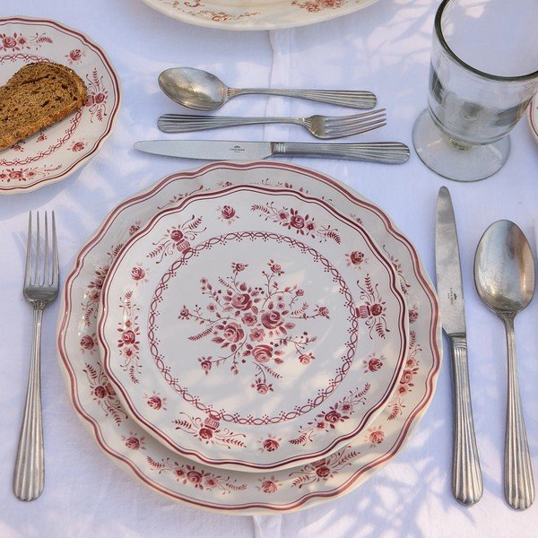 Червена/бяла десертна глинена чиния ø 21 cm Vila – Costa Nova-image-4