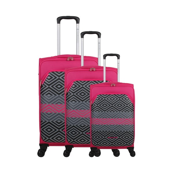 Комплект от 3 куфара в пурпурна гама на 4 колела Lulucastagnette Peruana - LULUCASTAGNETTE