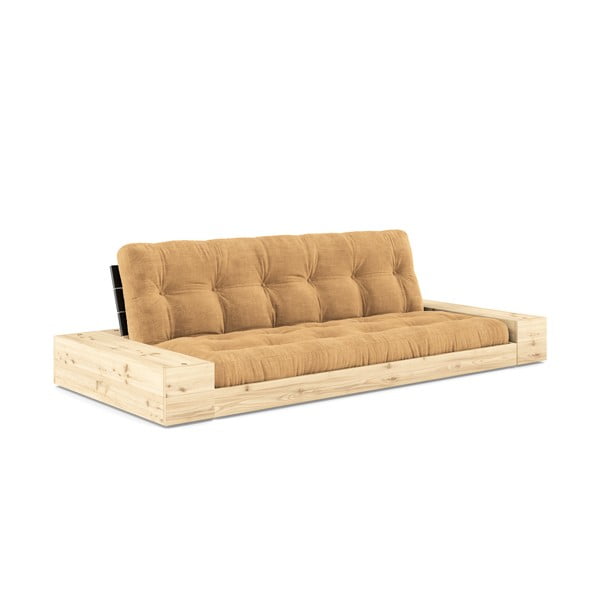 Разтегателен диван от велур горчица/светлокафяв 244 cm Base – Karup Design