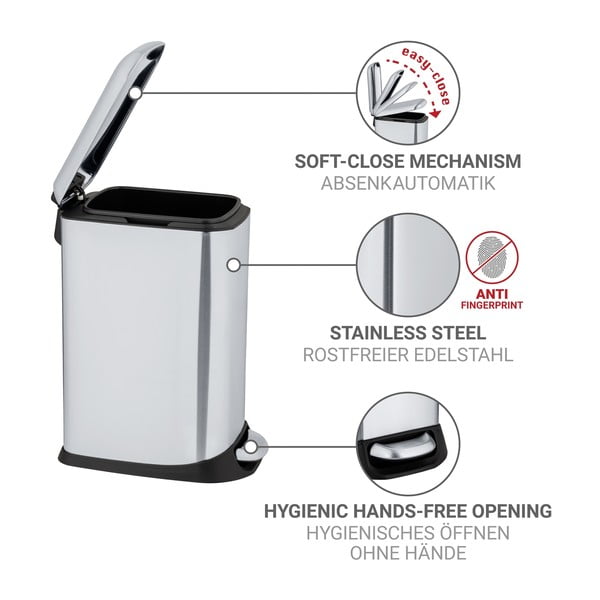 Кошче за боклук с педал от неръждаема стомана в сребрист цвят 20 l Design – Wenko-image-4