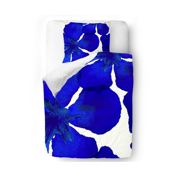 Включено ленено платно Сини абстрактни цветя, 140x200 cm - Butter Kings