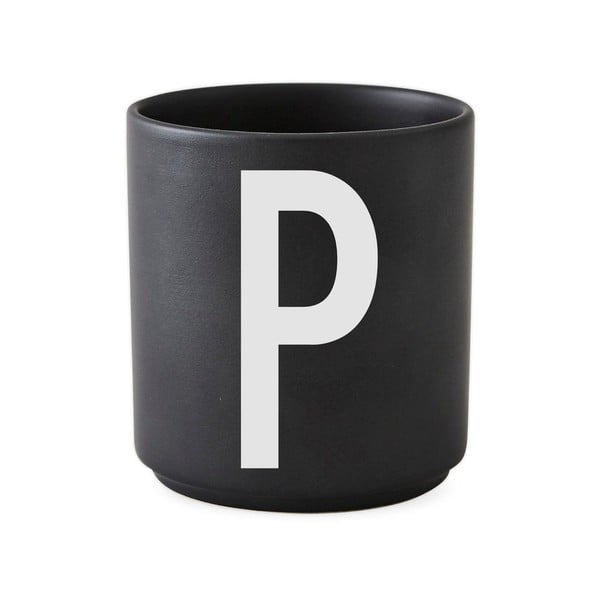 Черна порцеланова чаша Alphabet P, 250 ml A-Z - Design Letters