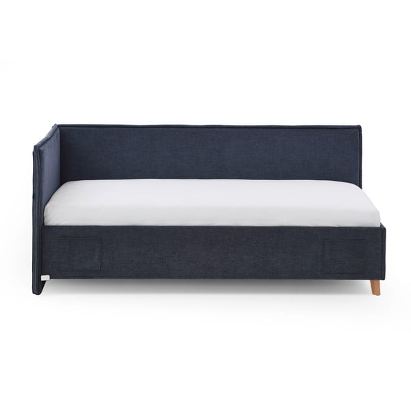 Тъмносиньо тапицирано ъглово детско легло 90x200 cm с място за съхранение с включена подматрачна рамка Fun – Meise Möbel-image-4