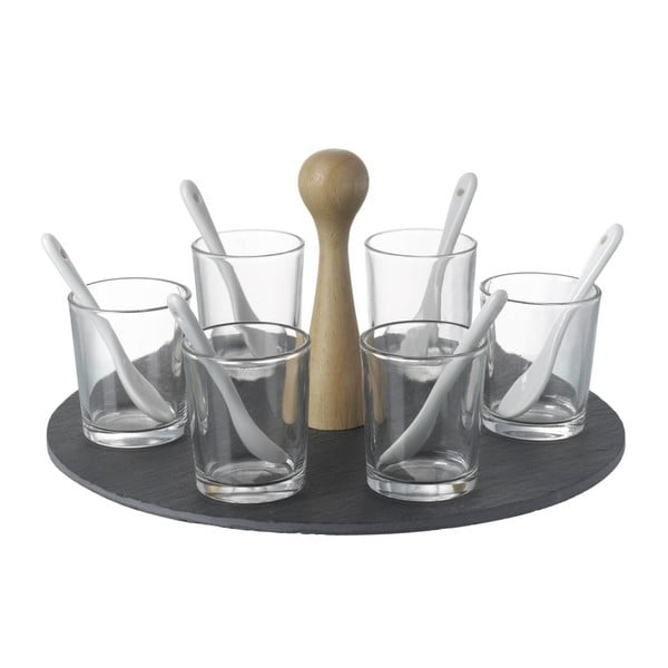 Черен комплект за сервиране с чаши и лъжици Комплект - Parlane