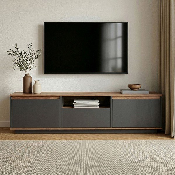 Антрацитна маса за телевизор 160x42x30 cm Sentinel – Kalune Design-image-2
