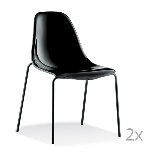 Sada 2 černých  jídelních židlí Pedrali Dream