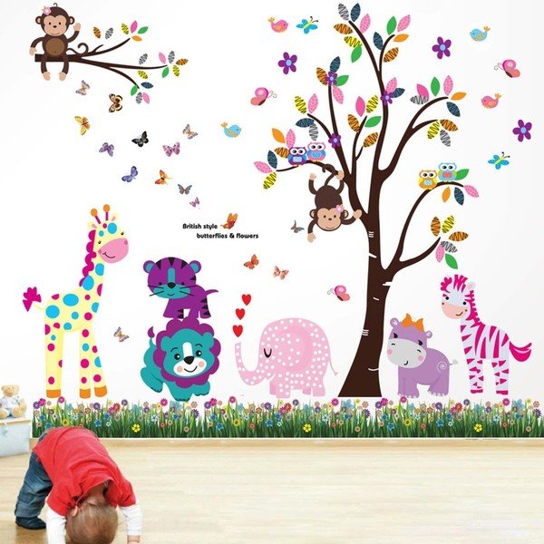 Samolepka na zeď WALPLUS Happy Animals Tree-image-1
