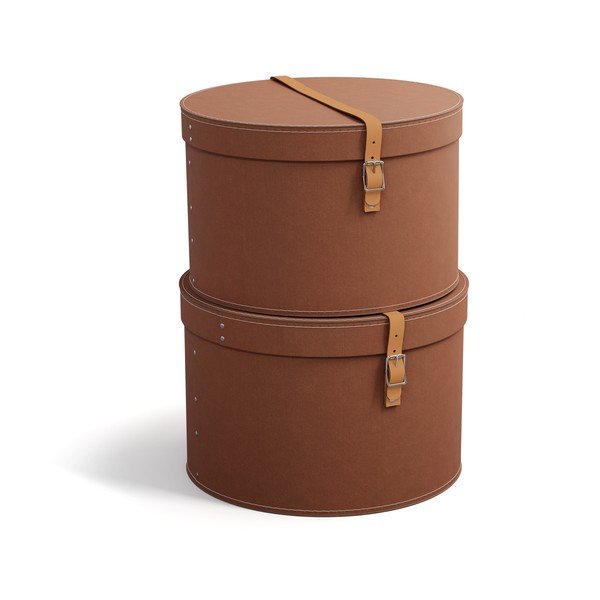 Кафяви картонени кутии за съхранение в комплект 2 бр. с капаци ø 37,5x25 cm Rut Restore Paper Laminate – Bigso-image-2