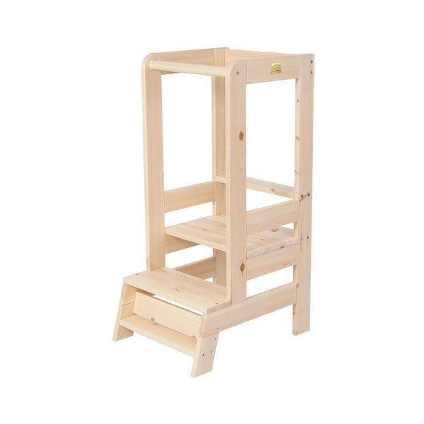 Учебна кула от масивен бор в естествен цвят Montessori – Meowbaby