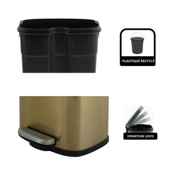 Матово златисто стоманено кошче за боклук с педал 5 l   Akira – Spirella-image-3