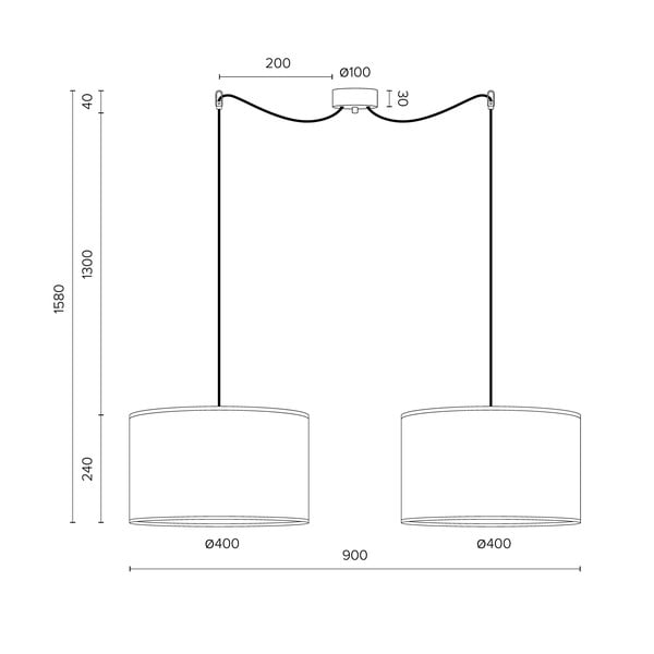 Бяло висящо осветително тяло с две рамена Mika - Sotto Luce-image-4