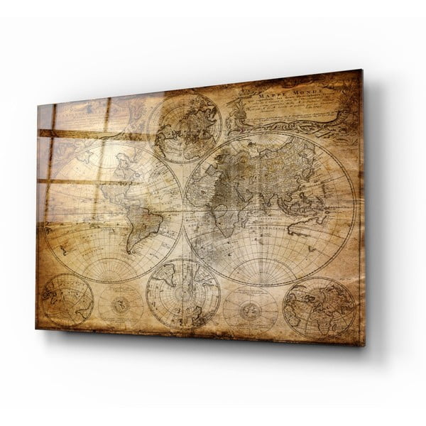 Картина върху стъкло Карта на света, 110 x 70 cm - Insigne