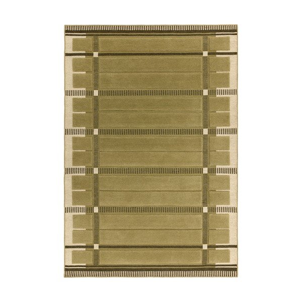 Зелен/бежов ръчно изработен вълнен килим 120x170 cm – Asiatic Carpets