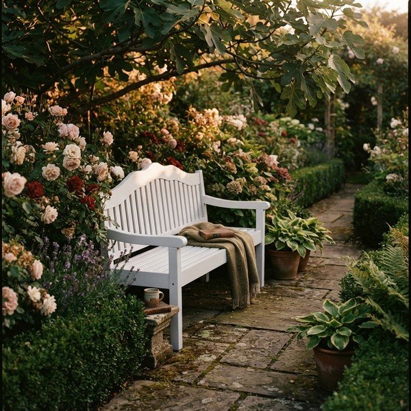 Бяла градинска пейка от масивно дърво Austin – Garden Pleasure-image-1