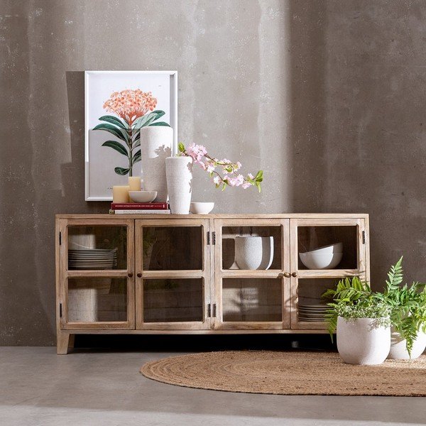 Витрина от масивно манго в естествен цвят 160x71 cm – Ixia-image-1