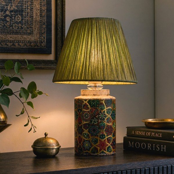 Зелена настолна лампа с абажур от хартиен шнур (височина 38 cm) Alev – Opviq lights-image-1