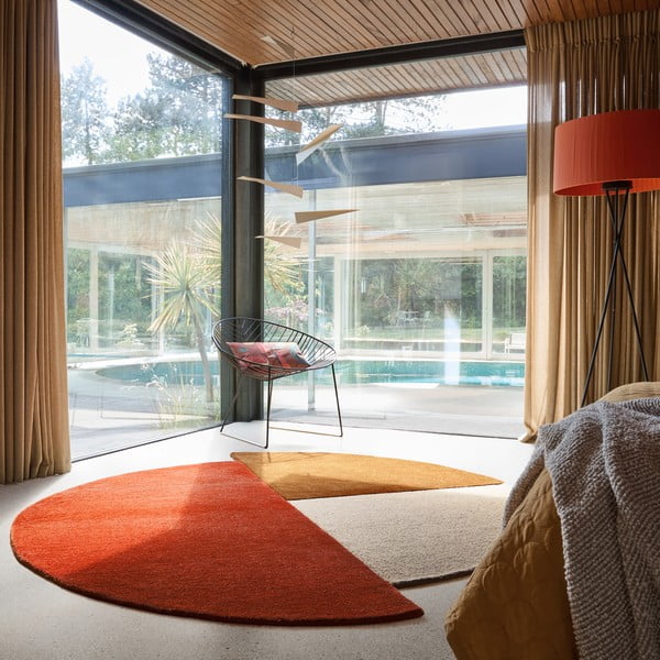 Ръчно изработен вълнен кръгъл килим в тухлен цвят ø 200 cm Mia Segment – Flair Rugs-image-1