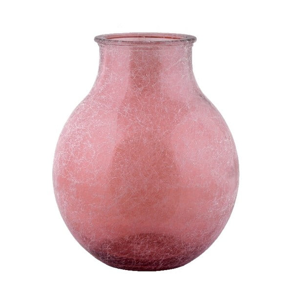 Розова ваза от рециклирано стъкло Коприна, височина 36 cm - Ego Dekor