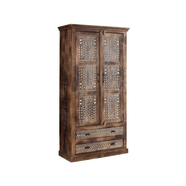 Кафяв гардероб от масивно манго 190x45 cm Maneesh – Støraa-image-1