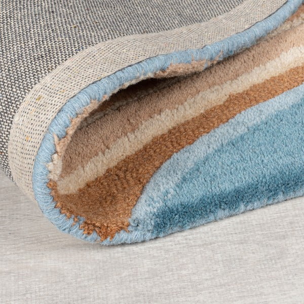 Син ръчно изработен вълнен килим 120x170 cm Abstract Flow – Flair Rugs-image-3