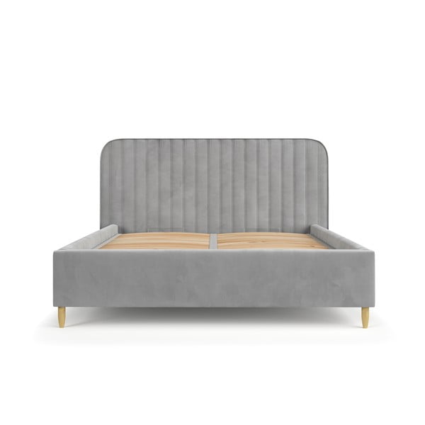 Сиво единично легло 120x200 cm тапицирано с място за съхранение с включена подматрачна рамка Noto – Maison de Rêve-image-2