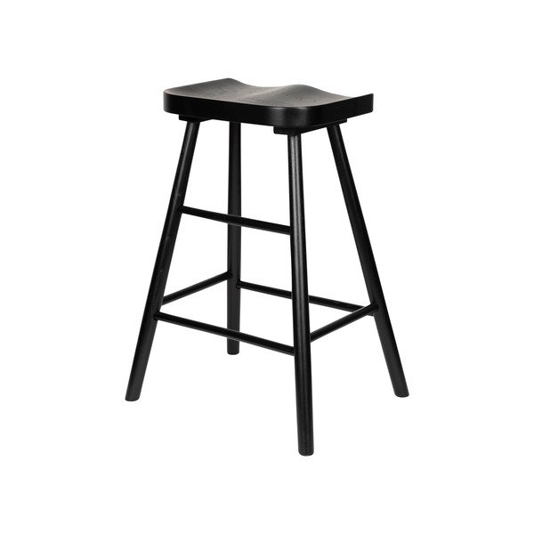 Черен бар стол от масивен дъб (височина на седалката 65,5 cm) Vander – White Label-image-4