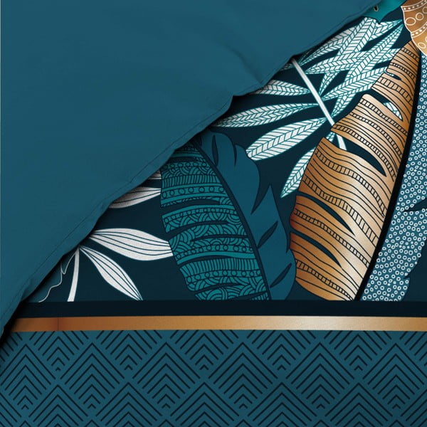 Единично  памучно спално бельо в петролен цвят 140x200 cm Alianor – douceur d'intérieur-image-1