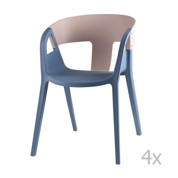 Комплект от 4 синьо-сиви трапезни стола Willa - sømcasa