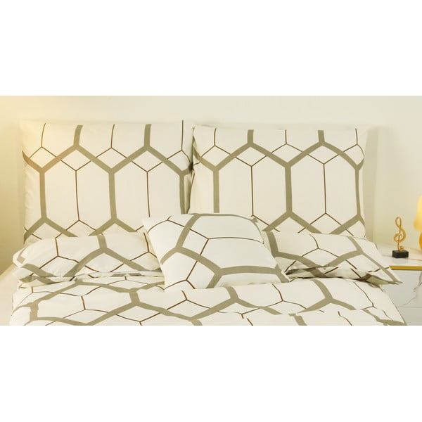 Кремаво единично спално бельо от микросатен 6 части 140x200 cm Carter – My House-image-1