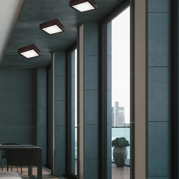 Тъмнокафяво осветително тяло за таван със стъклен абажур 27,5x27,5 cm Quadro – LAMKUR-image-1