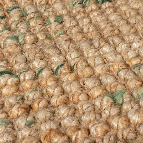 Зелено-естествена двустранна ръчно изработена ютена пътека 60x230 cm Jute Boucle Green – Flair Rugs-image-3