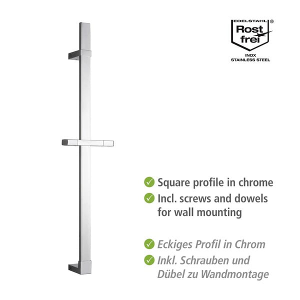 Стенна пръчка за душ от неръждаема стомана в блестящо сребристо 68 см Design - Wenko-image-2