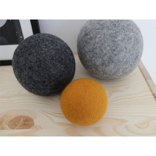 Комплект от 3 декоративни топки от вълна Комплект топки Слънчоглед - Wooldot